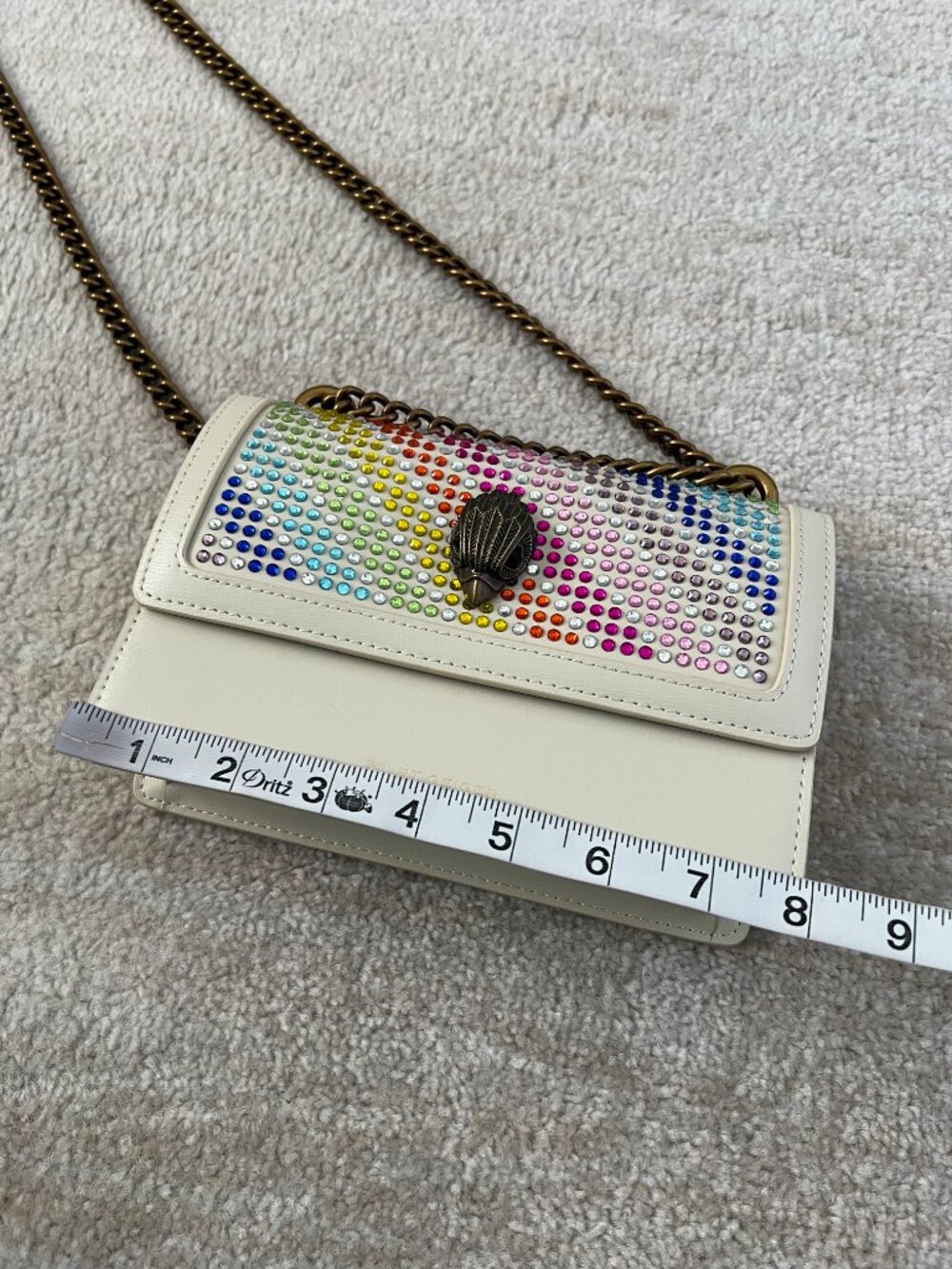 Kurt Geiger London Shoreditch Leather Rainbow Rhinestone Bling Crossbody Bag - Picture 11 of 14